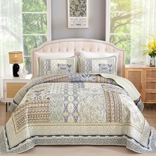 Bohemian Patchwork Coverlet - Beige