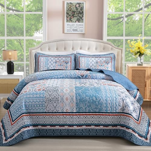Bohemian Patchwork Coverlet - Blue