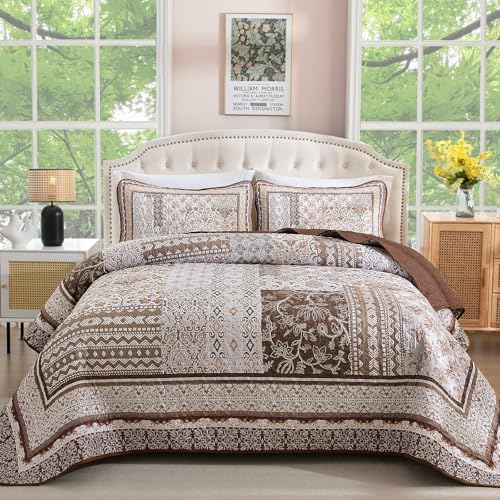 Bohemian Patchwork Coverlet - Brown