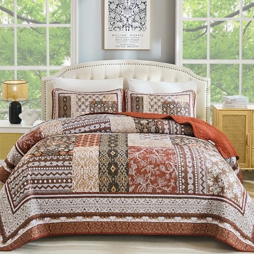 Bohemian Patchwork Coverlet - Dark Brown