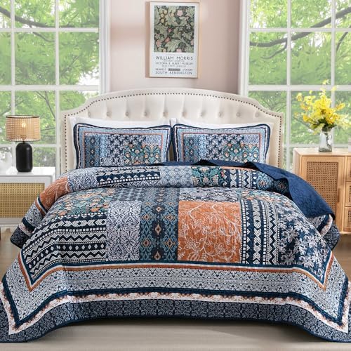 Bohemian Patchwork Coverlet - Navy Blue