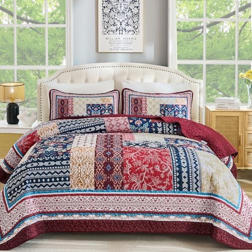 Bohemian Patchwork Coverlet - Red