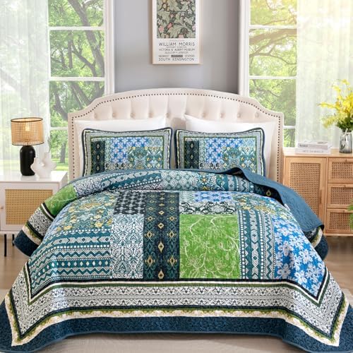 Bohemian Patchwork Coverlet - Teal