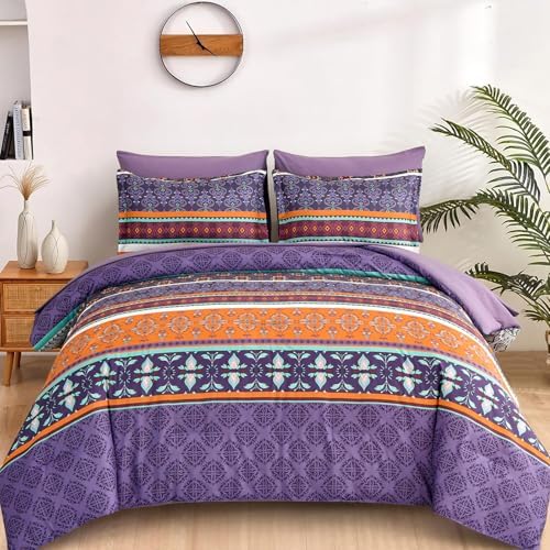 Boho Fall Comforter Set - Purple