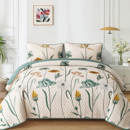 Boho Floral Quilt - Aqua