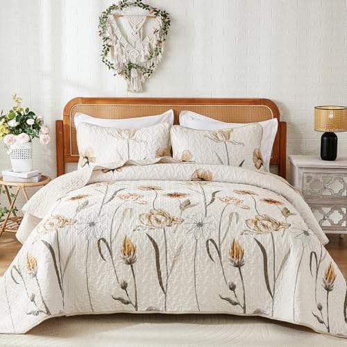 Boho Floral Quilt - Brown