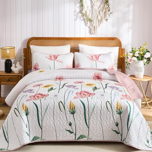Boho Floral Quilt - Pink