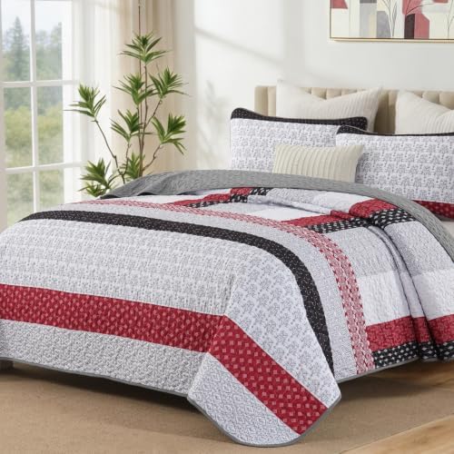 Boho Plaid Quilt - Black Red