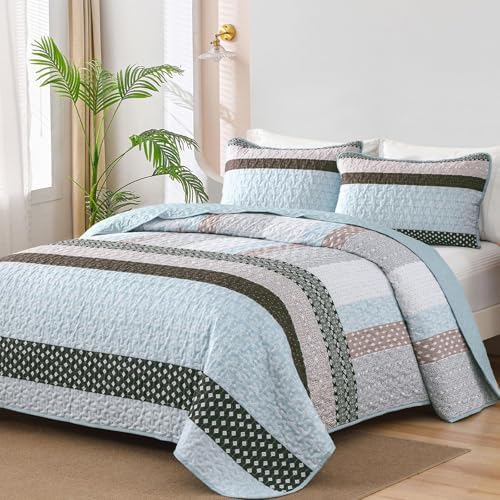 Boho Plaid Quilt - Blue Brown