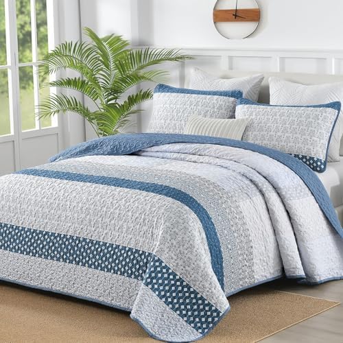 Boho Plaid Quilt - Blue