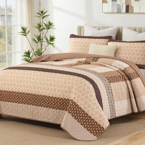 Boho Plaid Quilt - Brown Stripe