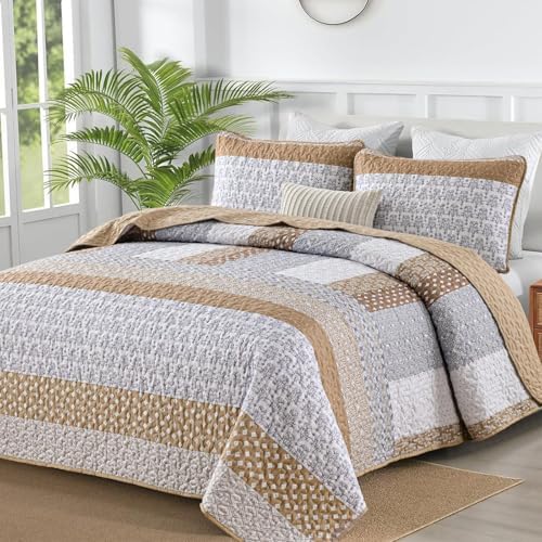 Boho Plaid Quilt - Brown