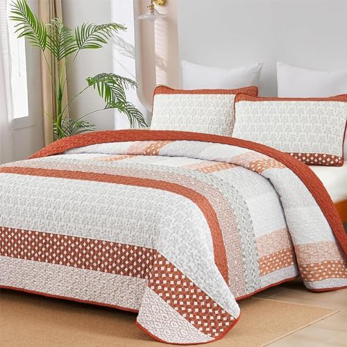 Boho Plaid Quilt - Burnt Orange