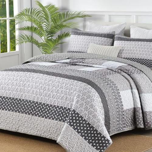 Boho Plaid Quilt - Grey