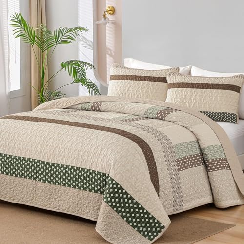 Boho Plaid Quilt - Khaki