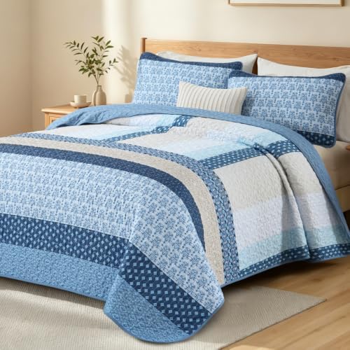 Boho Plaid Quilt - Navy Blue