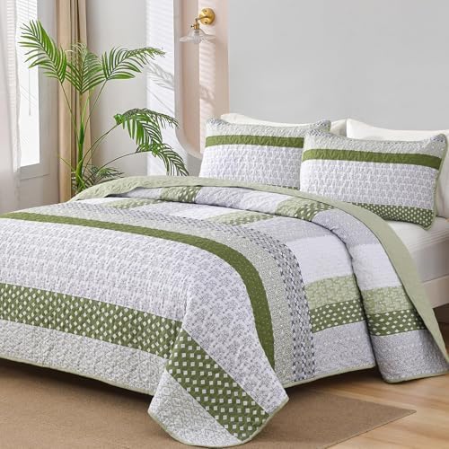 Boho Plaid Quilt - Olive Green