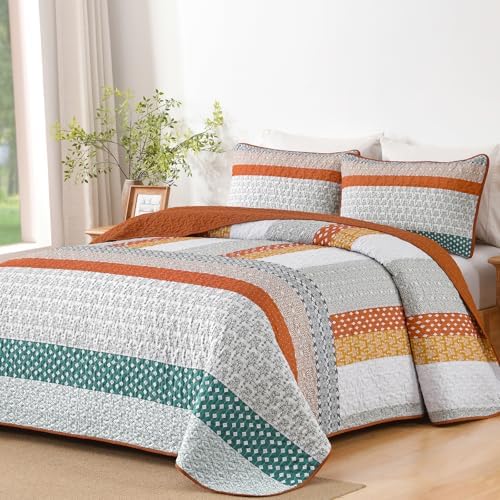 Boho Plaid Quilt - Orange