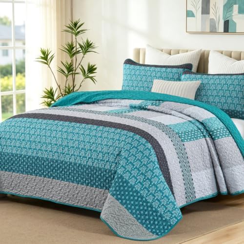 Boho Plaid Quilt - Teal
