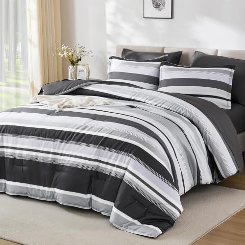 Boho Stripe Bed in a Bag - Grey