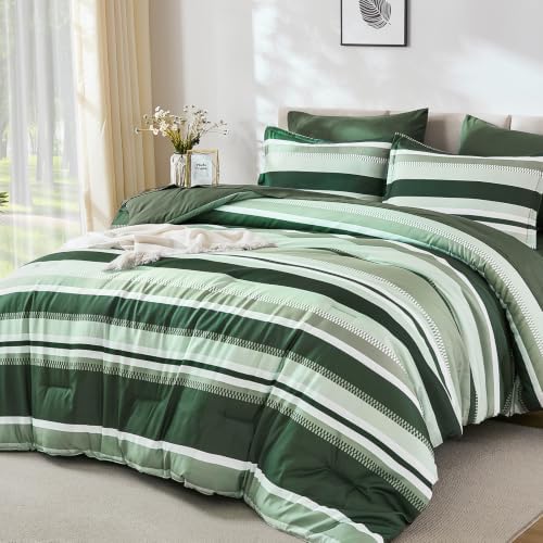 Boho Stripe Bed in a Bag - Olive Green