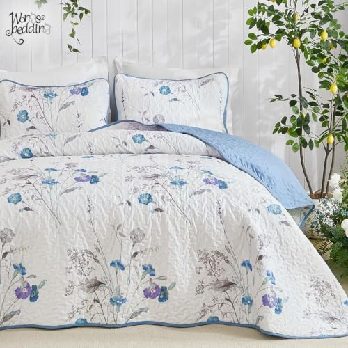 Botanical Floral Quilt Set - Blue