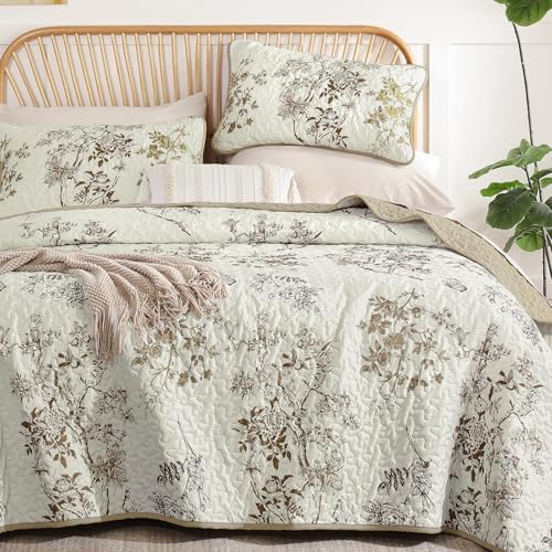 Botanical Floral Quilt Set - Brown-1