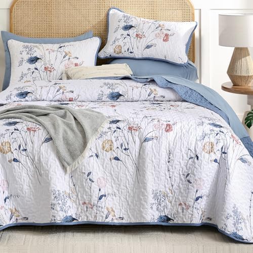 Botanical Floral Quilt Set - Navy Blue