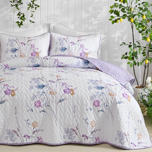 Botanical Floral Quilt Set - Purple