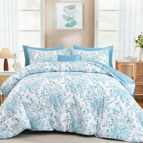 Botanical Flowers Bed in a Bag - Aqua