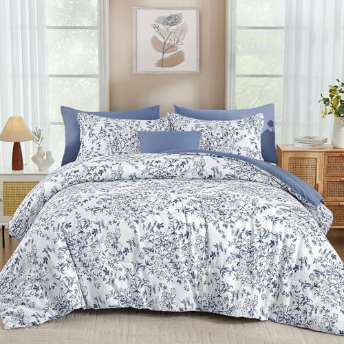 Botanical Flowers Bed in a Bag - Blue