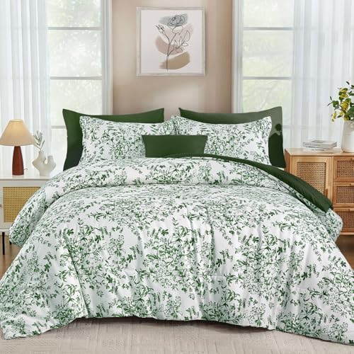 Botanical Flowers Bed in a Bag - Olive Green