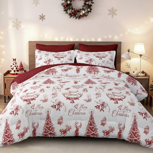 Botanical Flowers Bed in a Bag - Red White