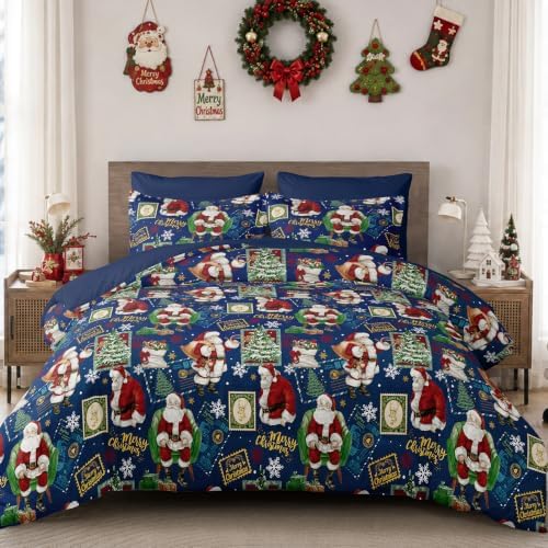 Christmas Bells Duvet Cover - Santa Stamp