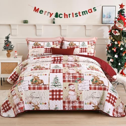 Christmas Reindeer Quilt - Red-Green