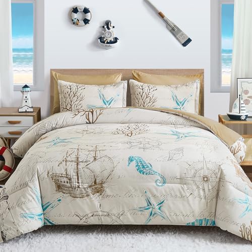 Coastal Beach Bed in a Bag - Beige Nautical