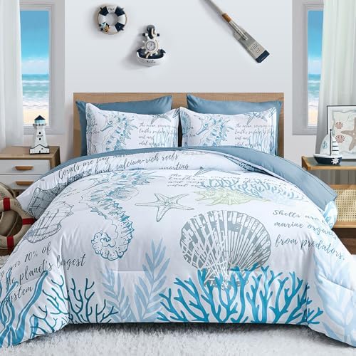Coastal Beach Bed in a Bag - Seahorse & Beach