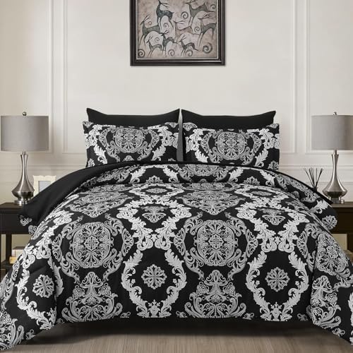 Damask Texture Bed in a Bag - Black and White
