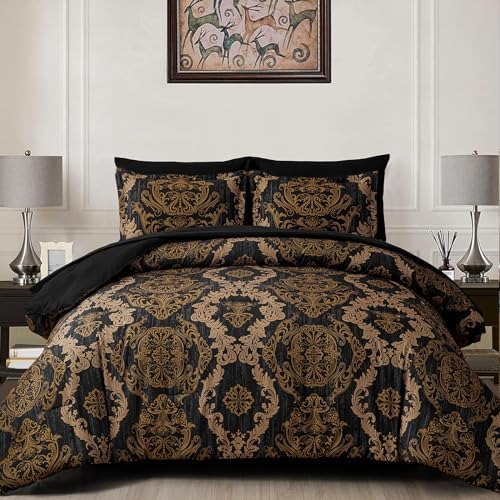 Damask Texture Bed in a Bag - Black Gold