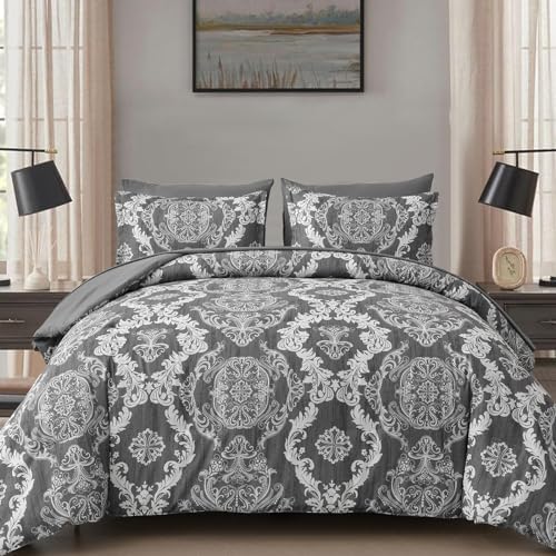 Damask Texture Bed in a Bag - Dark Grey