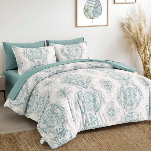 Damask Texture Bed in a Bag - Light Blue Gray