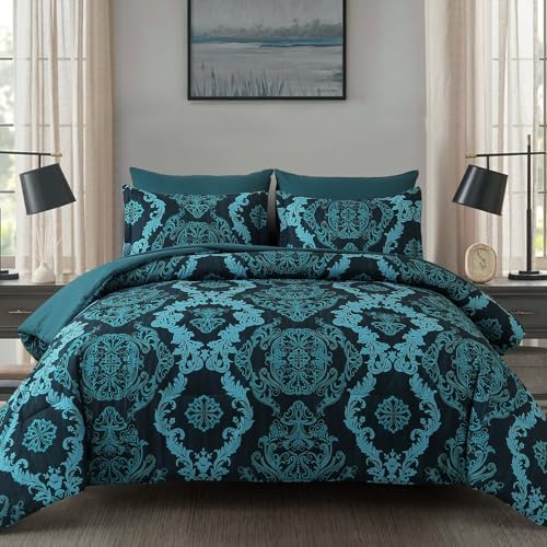 Damask Texture Bed in a Bag - Water Blue