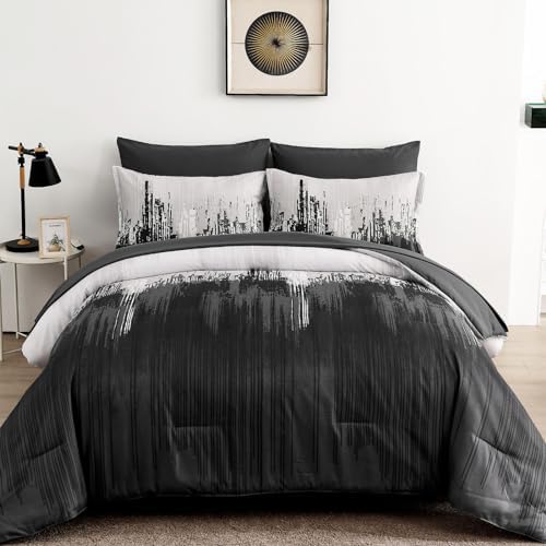 Fall Harvest Comforter Set - Black Grey