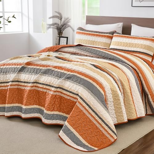 Fall Stripe Quilt - Orange