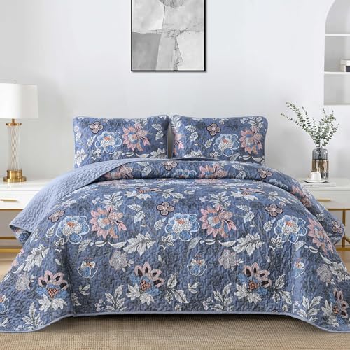 Farmhouse Botanical Quilt - Dark Blue
