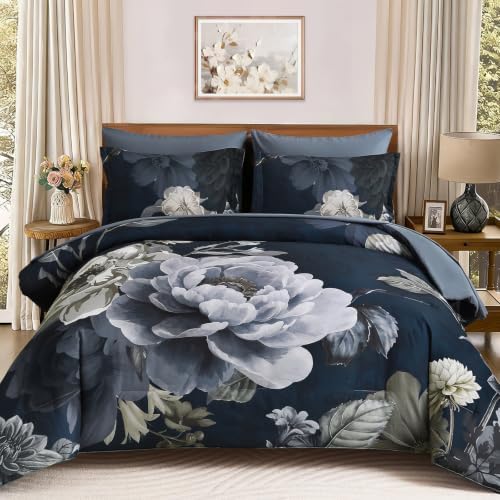 Floral 7-Piece Comforter Set - Blue Grey