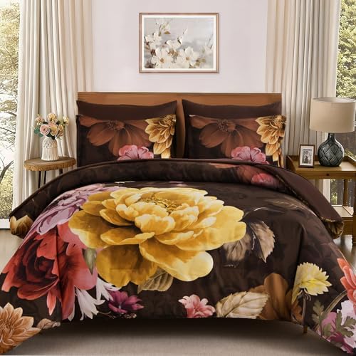 Floral 7-Piece Comforter Set - Brown