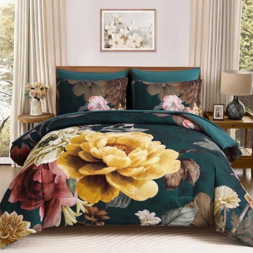 Floral 7-Piece Comforter Set - Emerald Green