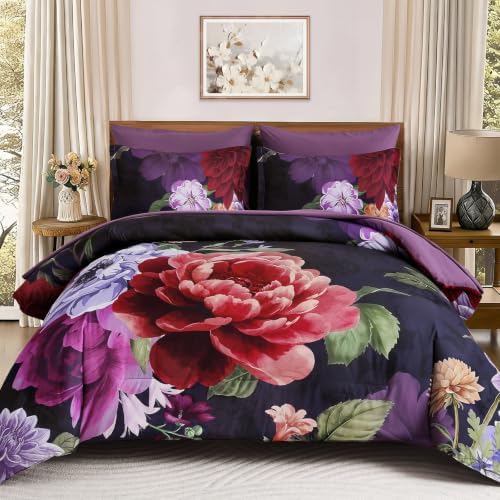 Floral 7-Piece Comforter Set - Violet Purple