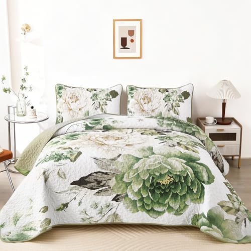 Floral Bedspread Set - Green
